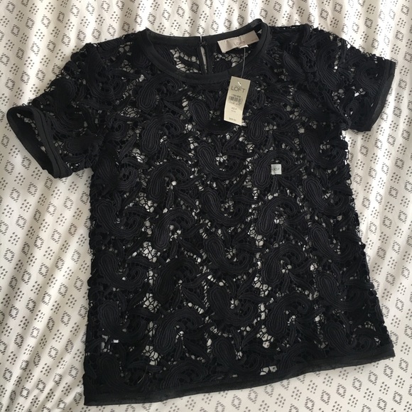 LOFT Tops - NWT LOFT black lace top